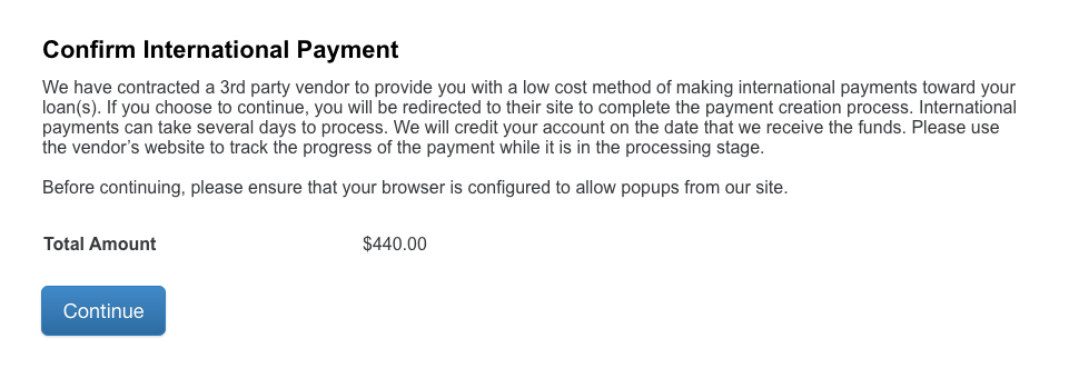 Confirm International Payment