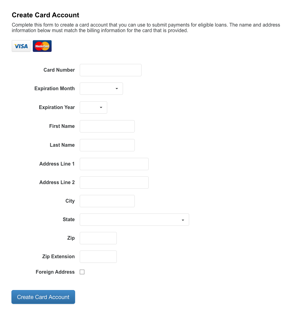 Create Card Account