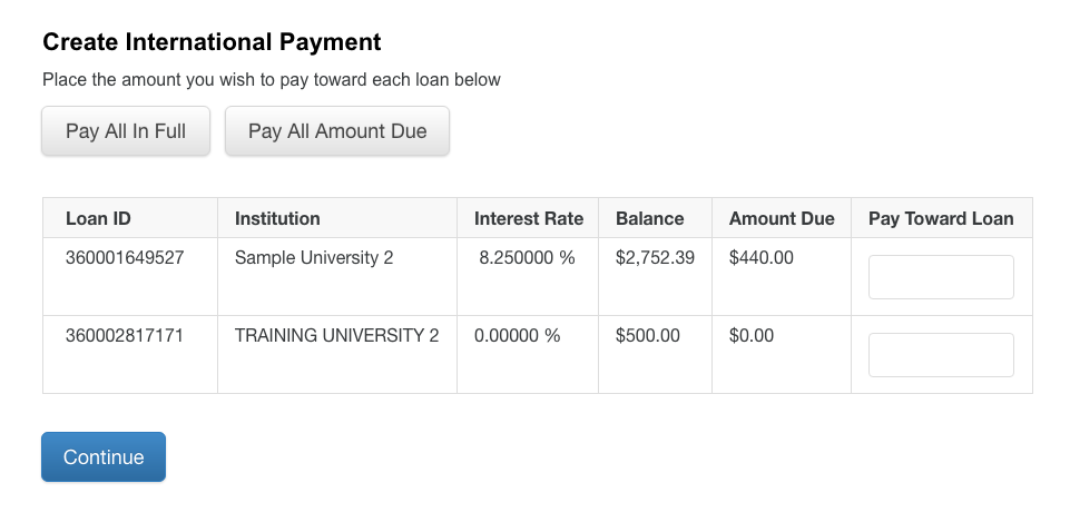Create International Payment