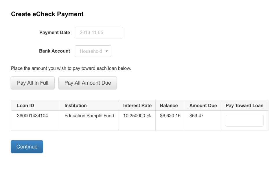Create eCheck Payment