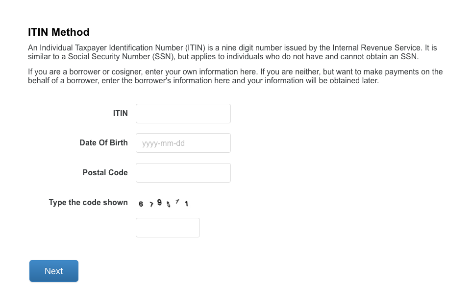 ITIN Method Menu