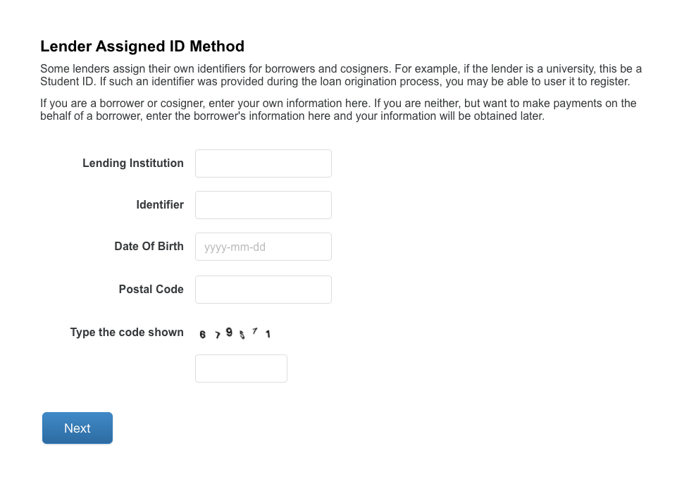 Lender Assignment ID Method Menu