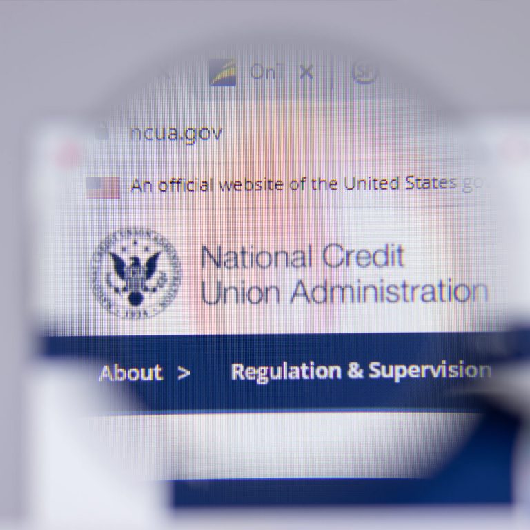 Closeup of computer monitoring displaying ncua.gov