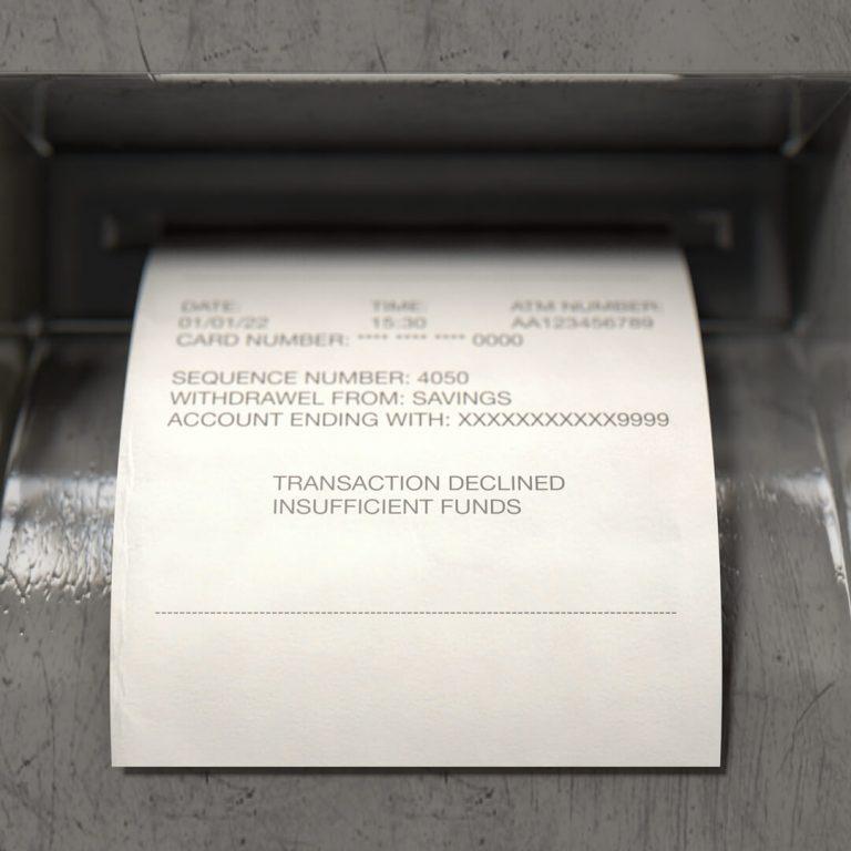 NSF Fees (or Insufficient funds) notice coming out of ATM machine