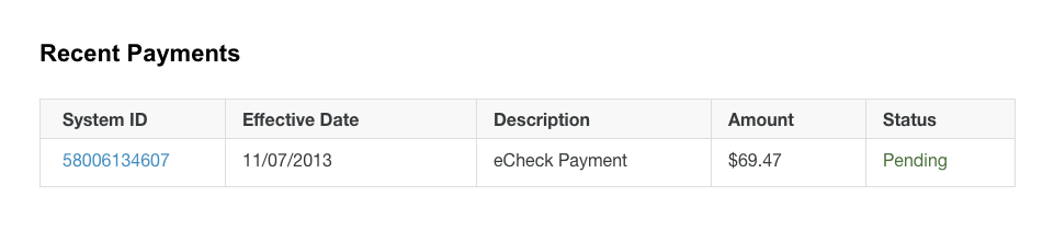Recent Payments Summary