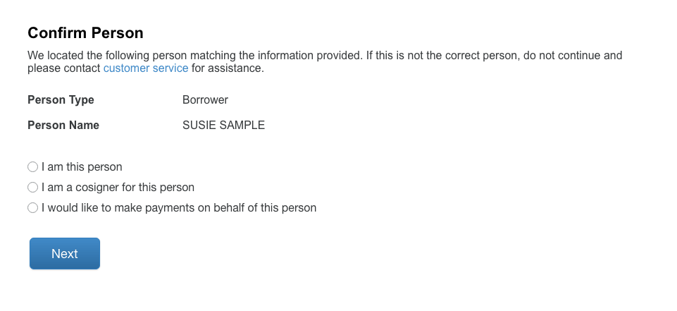Confirm Person Menu