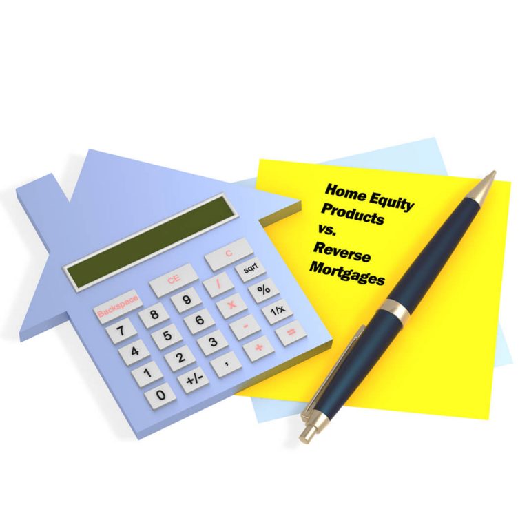 Post it note that says "Home Equity Vs Reverse Mortgage"