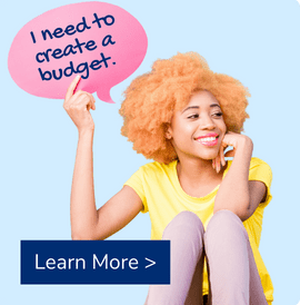A young woman in a yelllow t-shirt says she needs to create a budget with Quorum's help.