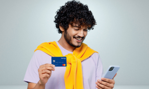 Man checking his account balance on mobile app.