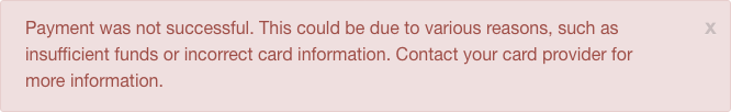 Unsuccessful Payment Dialogue Box