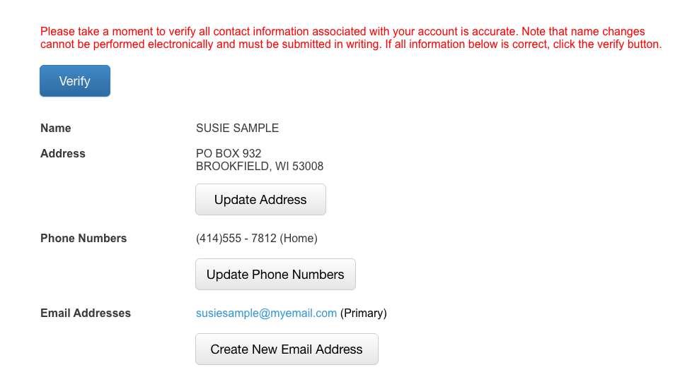 Verify Account Dialogue Box