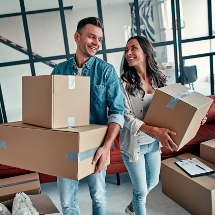 Couple moving into new home
