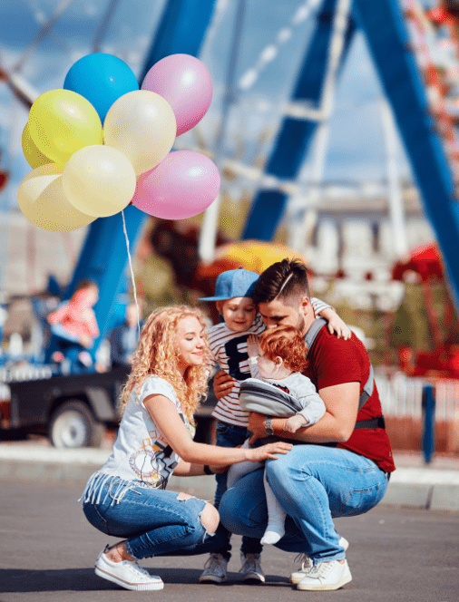 Family at an amusement park.